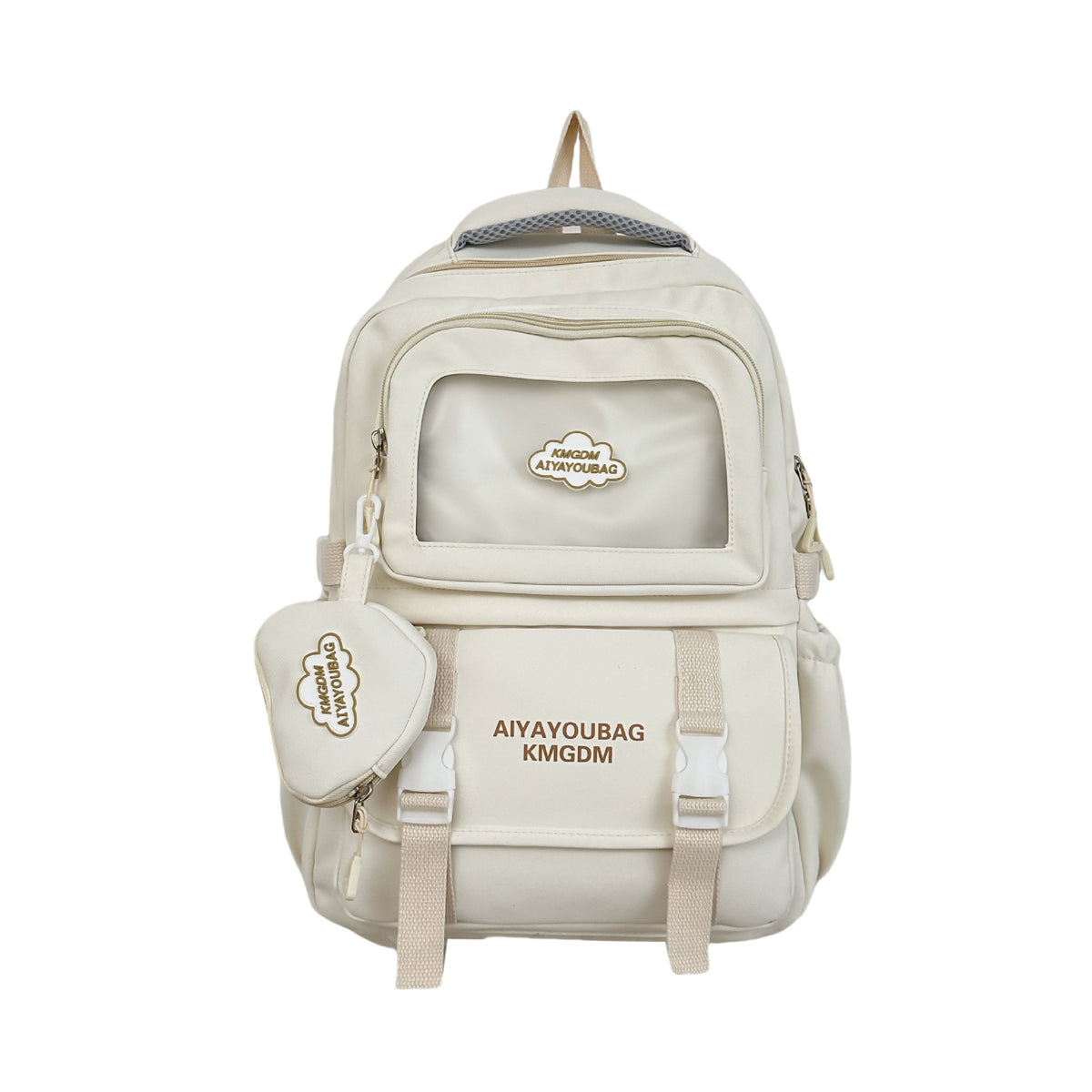 Customized Student Schoolbag Cream Style Cute Backpack Logo Print Computer Bag Junior High School Students Japanese Style Simple Backpack