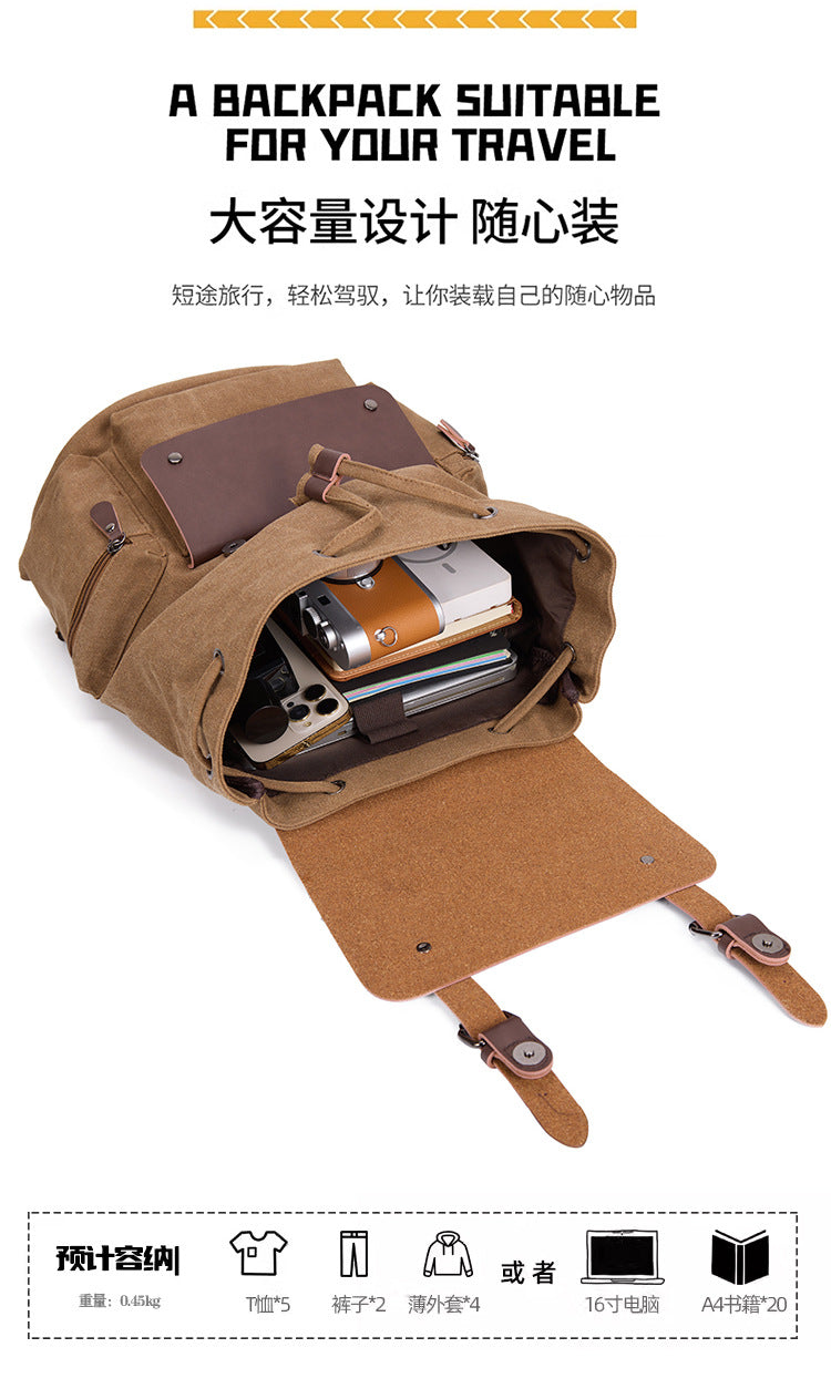 Canvas Tote Backpack, Computer Bag, Business Retro Style, Male College Style, Couple