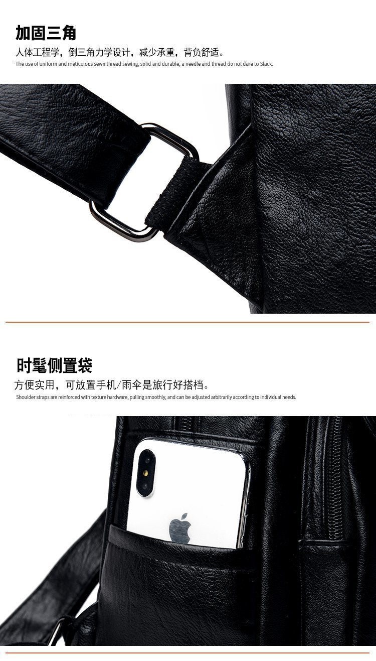Cross-Border Women's Bag Backpack 2025 New Soft Leather Fashion Versatile Backpack Women's Large Capacity Travel Bag Ready for Sale