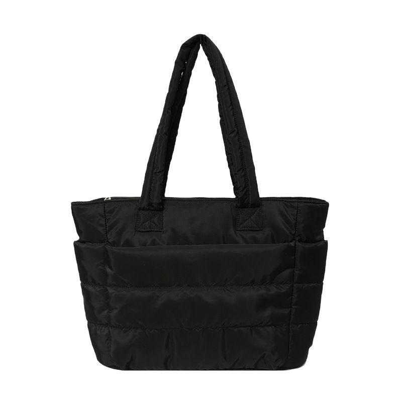 Foreign Trade New Simple Tote Bag Women's Large-Capacity Commuter Handbag Lightweight Nylon Cloth College Student Shoulder Bag