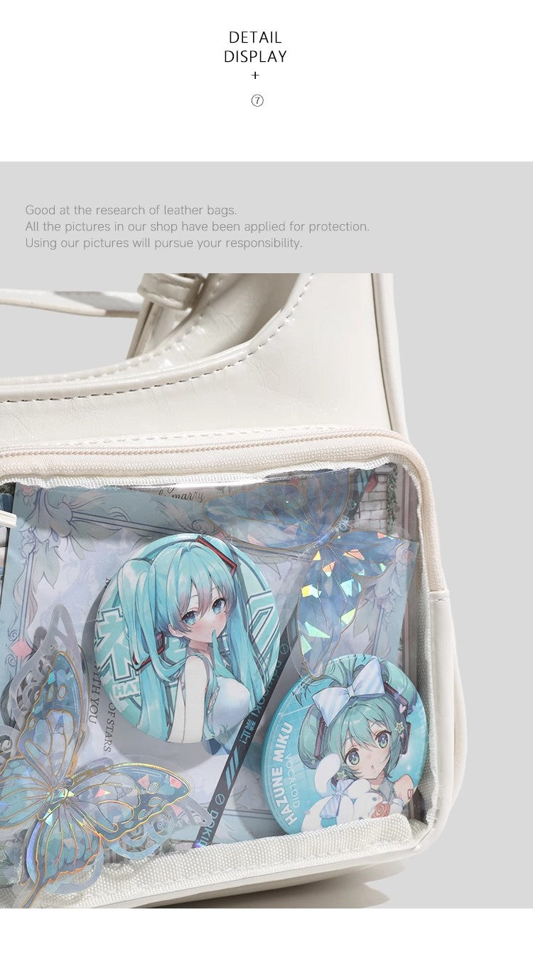 2025 New Japanese Pain Bag Single Shoulder Crossbody Bag Secondary Texte Small Food Daily Transparent Bag for Women
