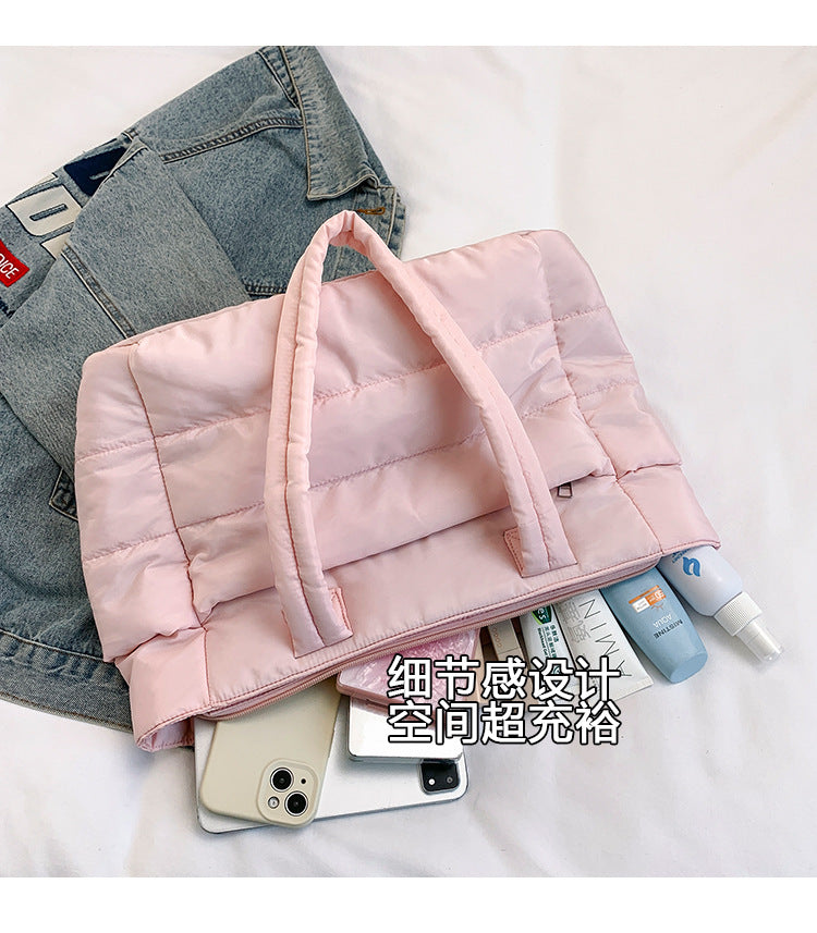 Foreign Trade New Simple Tote Bag Women's Large-Capacity Commuter Handbag Lightweight Nylon Cloth College Student Shoulder Bag