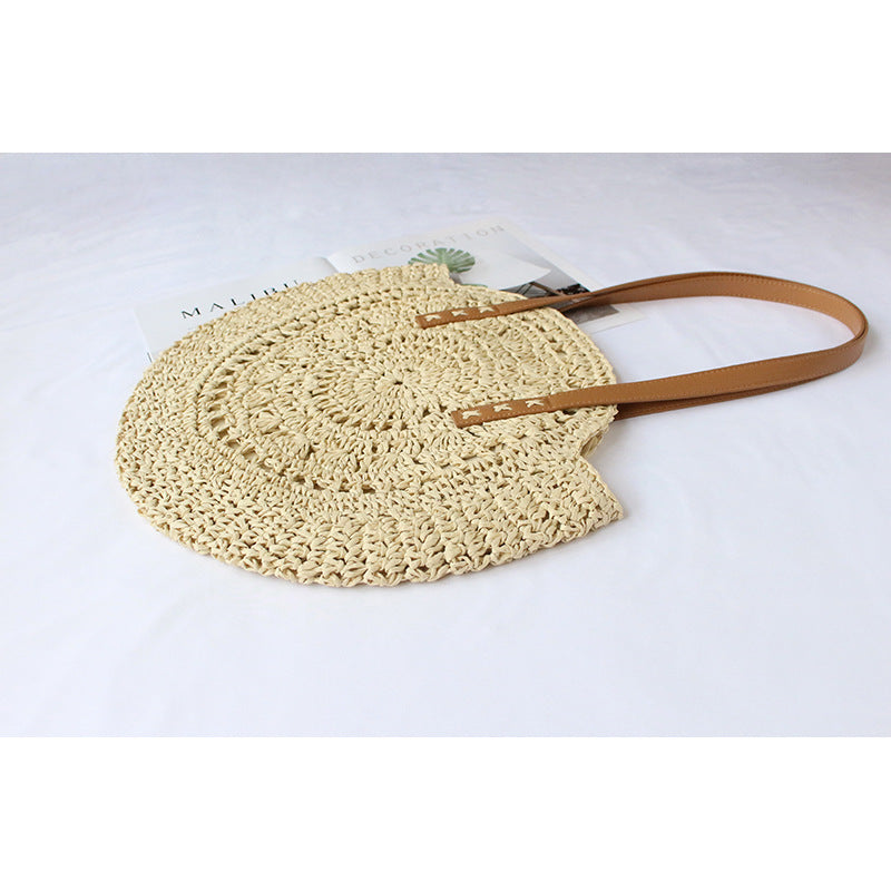 Straw Bag New Women's Handmade Woven Bag Shoulder Bag Hollow All-match Fashionable Simple Seaside Beach Vacation