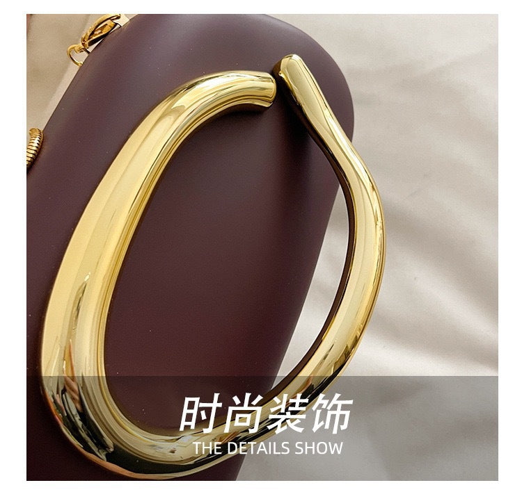 European and American Cross-Border Trendy Classic Round Box Clutch Bag Evening Bag Acrylic Bag Retro Metal Handle Single Shoulder Crossbody
