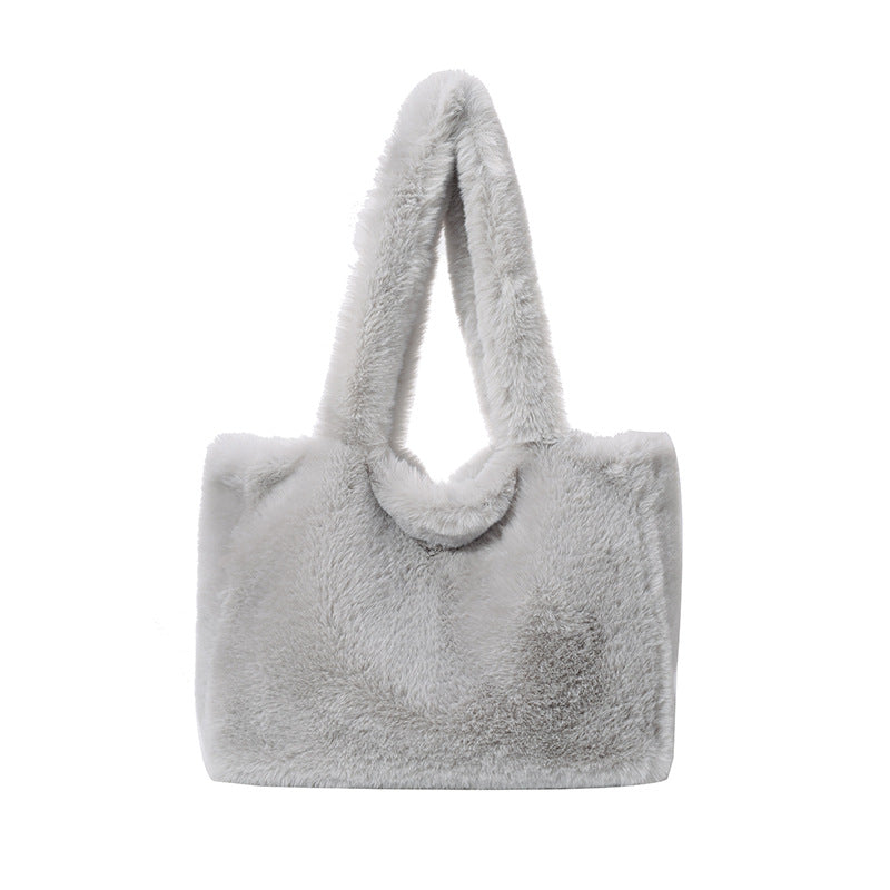 Autumn and Winter New Plush Large Bag, Furry Women's Bag, Fashionable Ins Handbag, Versatile Tote Bag, One-Shoulder Style Women's Bag