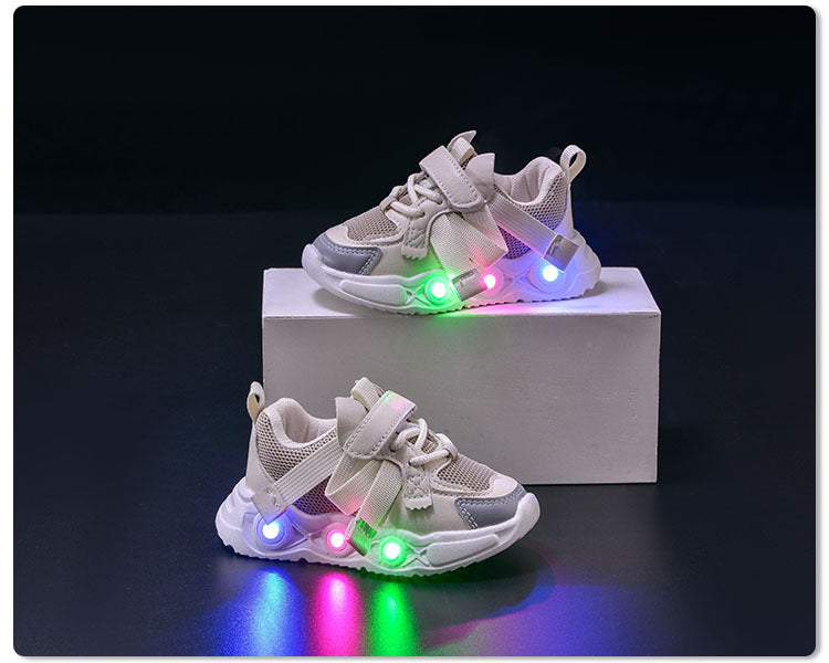 2024 Spring and Autumn New Breathable Children's Running Shoes Mesh Surface 1-6 Years Old Dad Shoes LED Luminous Children's sneaker Trendy