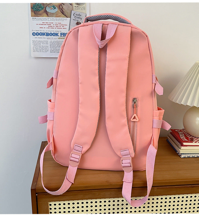 2026 New Style Backpack for Middle and High School Students, Versatile Solid Color School Bag, Large Capacity, Stain-Resistant, Business Trip Travel Backpack, Wholesale