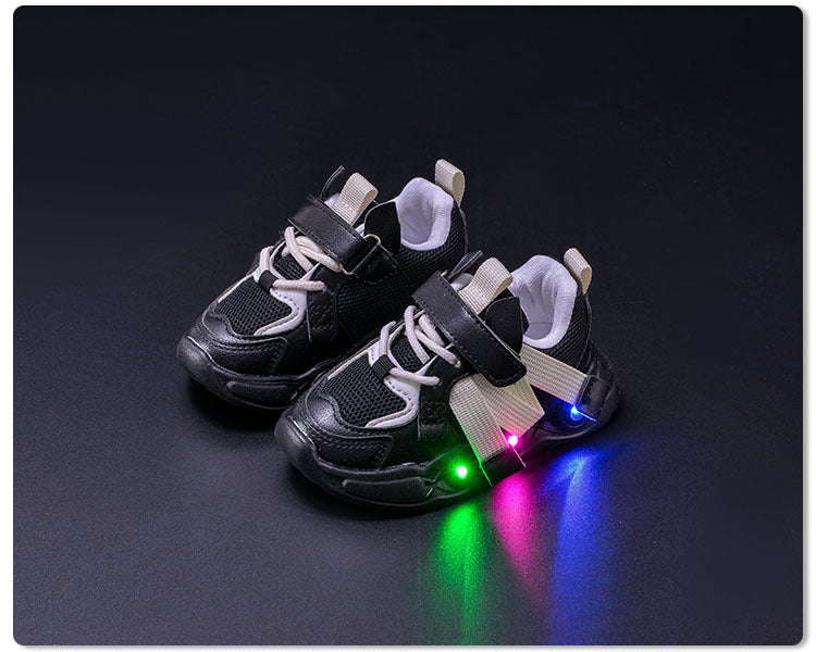2024 Spring and Autumn New Breathable Children's Running Shoes Mesh Surface 1-6 Years Old Dad Shoes LED Luminous Children's sneaker Trendy
