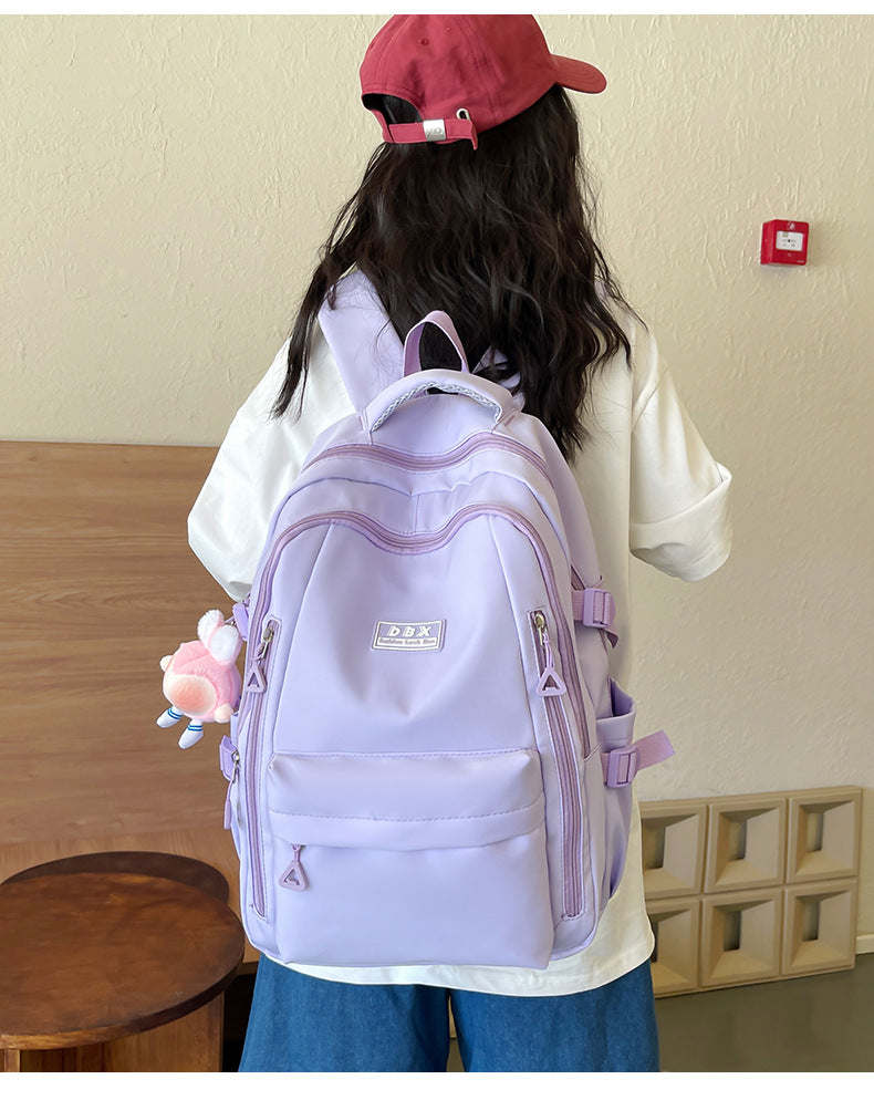 2026 New Style Backpack for Middle and High School Students, Versatile Solid Color School Bag, Large Capacity, Stain-Resistant, Business Trip Travel Backpack, Wholesale