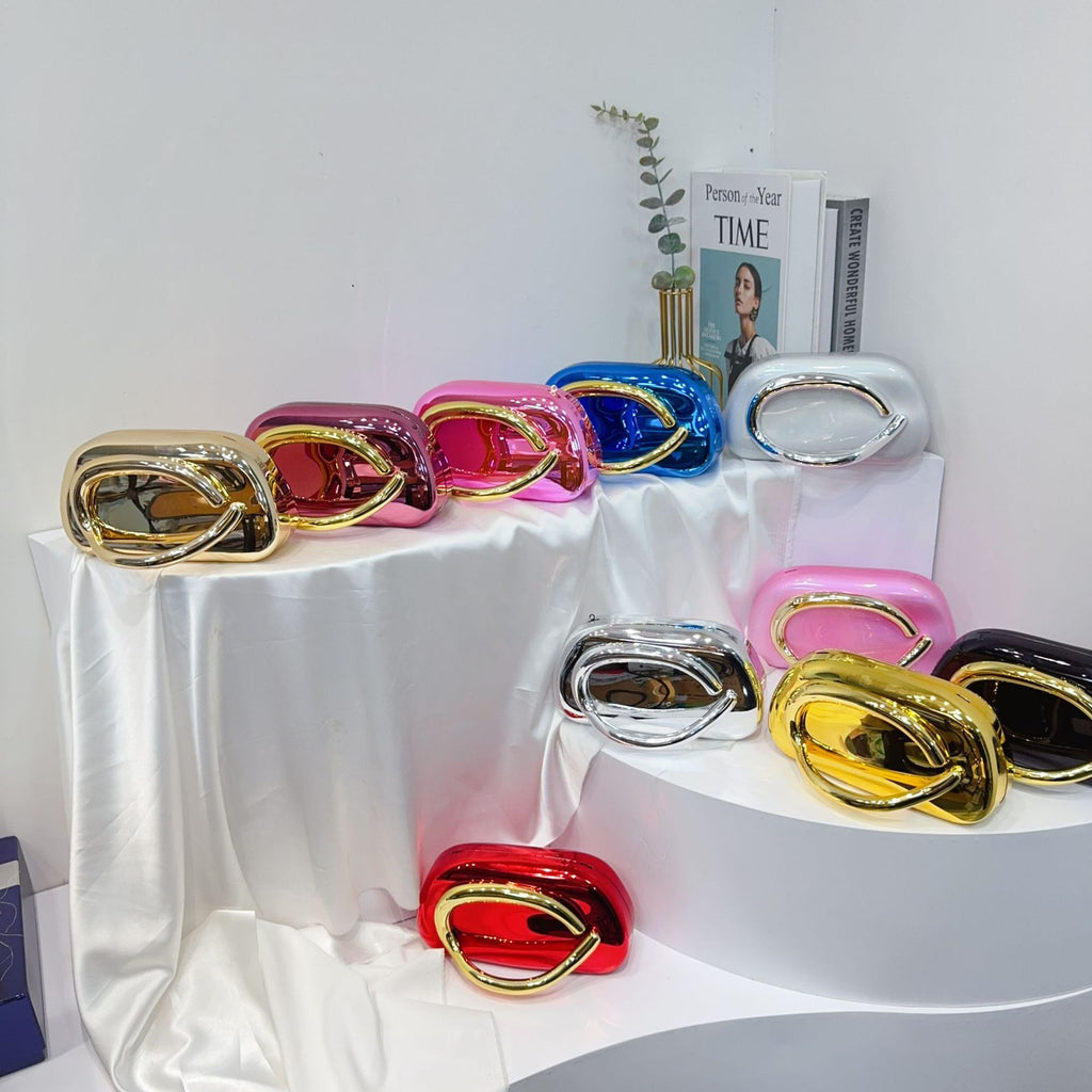 European and American Cross-Border Trendy Classic Round Box Clutch Bag Evening Bag Acrylic Bag Retro Metal Handle Single Shoulder Crossbody