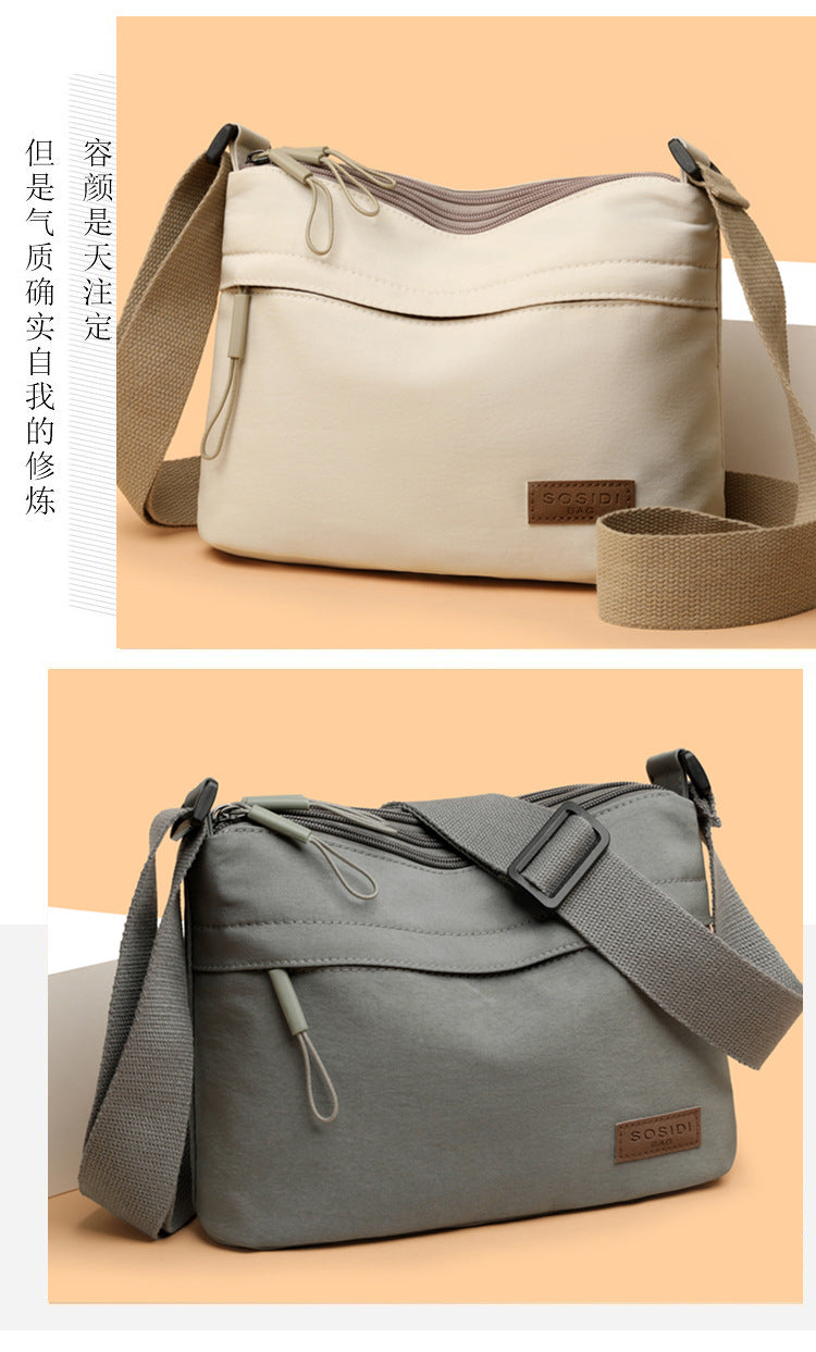 Casual Pure Color Nylon Cloth Bag for Women 2025 New Multifunctional Casual Waterproof Portable Fashion Shoulder Crossbody Bag