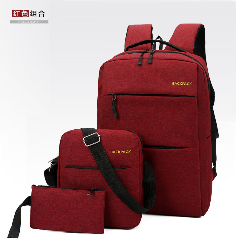 Cross-Border Wholesale Laptop Backpack, Backpack, Casual Three-Piece Gift, Casual School Bag, Men's and Women's Backpack