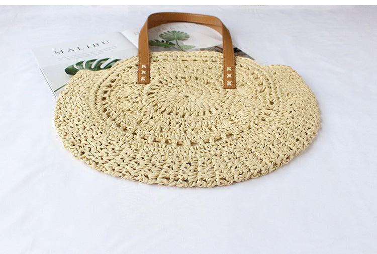Straw Bag New Women's Handmade Woven Bag Shoulder Bag Hollow All-match Fashionable Simple Seaside Beach Vacation