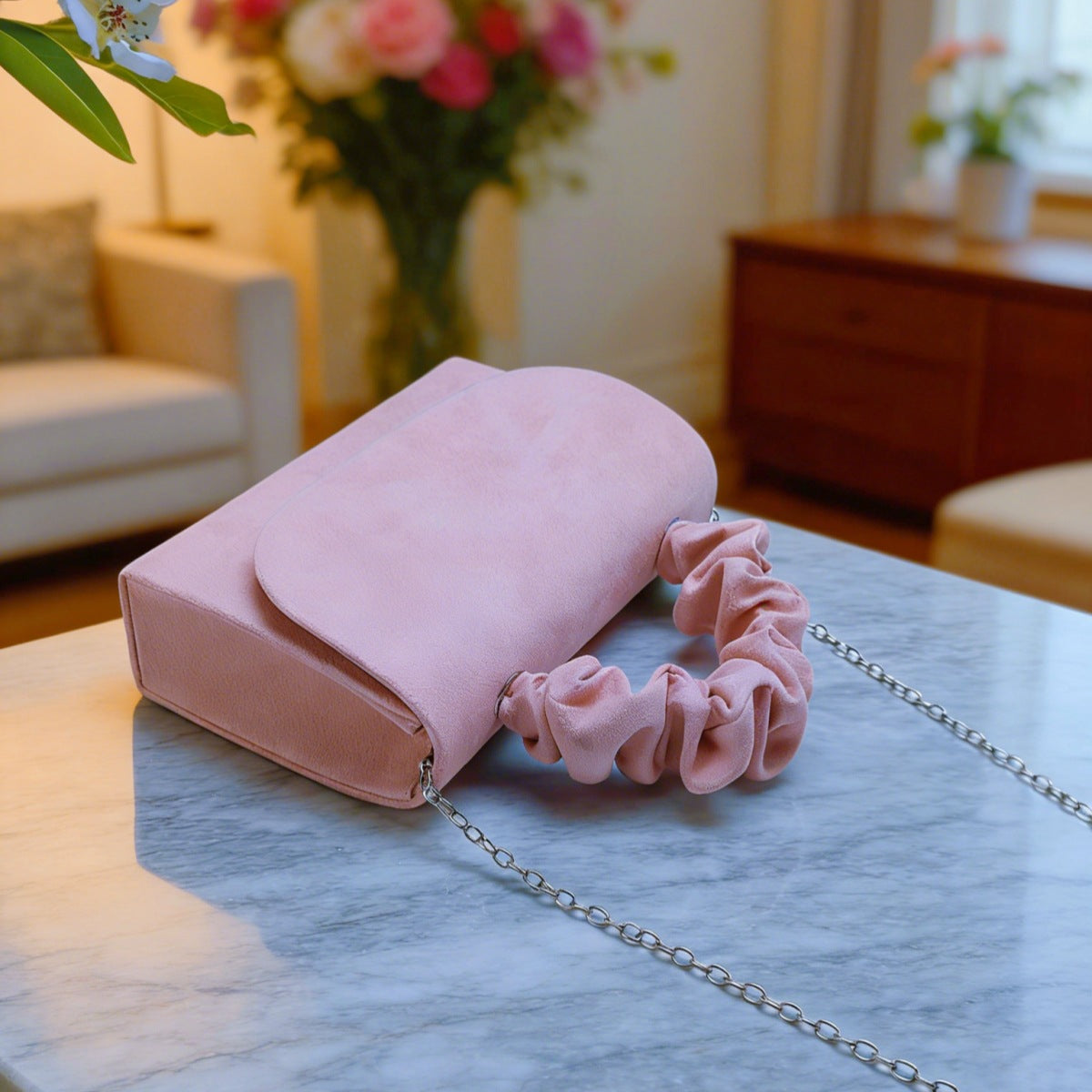 2025 Niche Cross-Border Velvet Bag, Elegant Mini Hair Tie Handbag, Elegant and Versatile One-Shoulder Cross-Body Bag