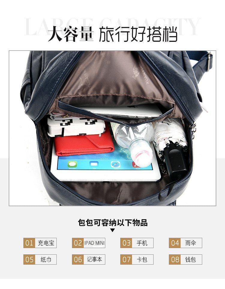 Cross-Border Women's Bag Backpack 2025 New Soft Leather Fashion Versatile Backpack Women's Large Capacity Travel Bag Ready for Sale