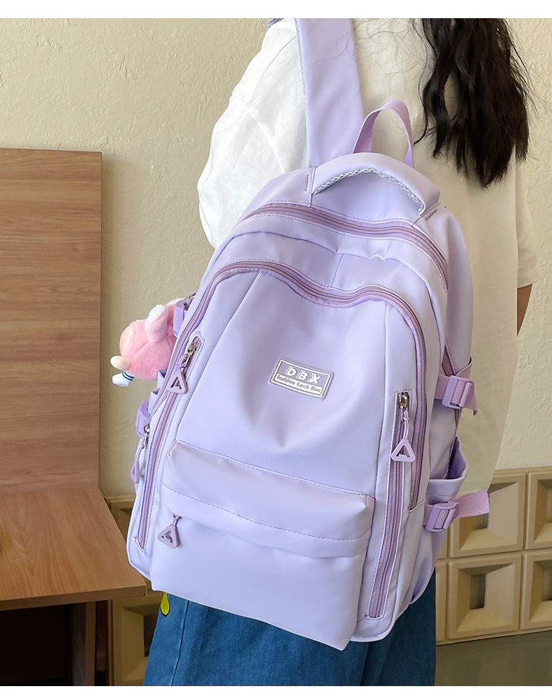 2026 New Style Backpack for Middle and High School Students, Versatile Solid Color School Bag, Large Capacity, Stain-Resistant, Business Trip Travel Backpack, Wholesale