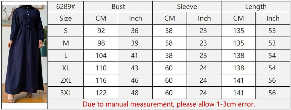 2025 New Fashion Muslim Lapel Cardigan Full Button Slim Drawstring Dress 6289