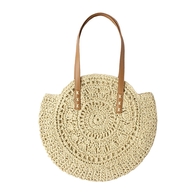Straw Bag New Women's Handmade Woven Bag Shoulder Bag Hollow All-match Fashionable Simple Seaside Beach Vacation