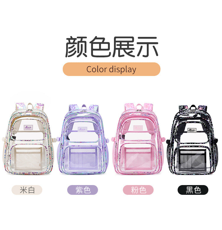 2026 Amazon New Pvc Transparent Backpack for Women, Campus College Student Bag, Large Capacity Casual Backpack