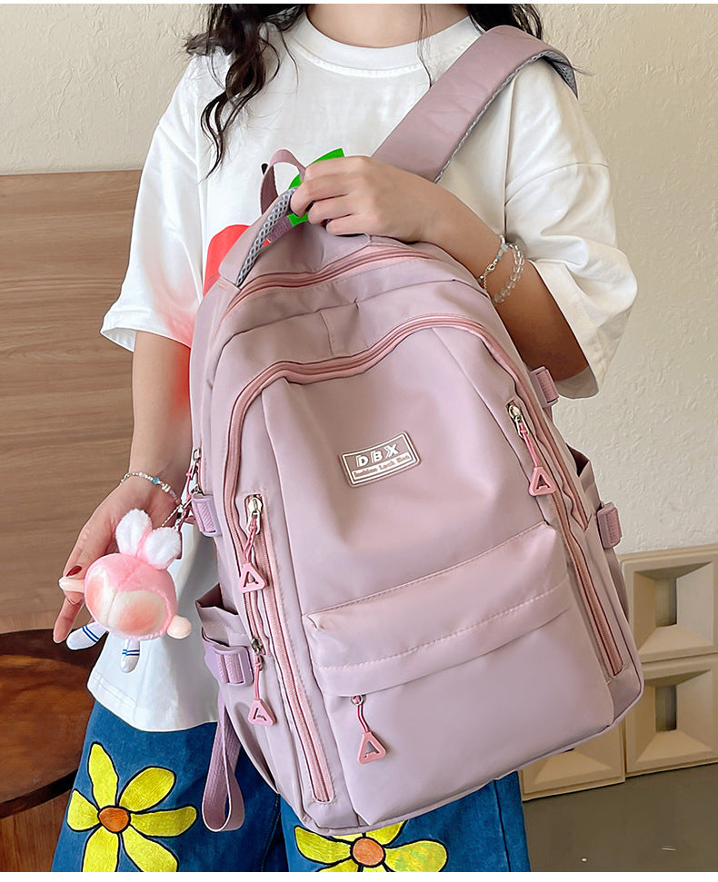 2026 New Style Backpack for Middle and High School Students, Versatile Solid Color School Bag, Large Capacity, Stain-Resistant, Business Trip Travel Backpack, Wholesale