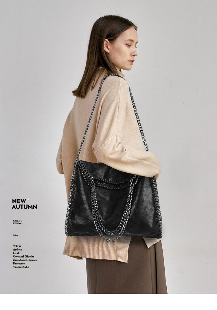 Aliexpress Foreign Trade 2025 New Chain Women's Bag Foldable Women's Shoulder Bag Factory Direct Sales Large Bag Wholesale