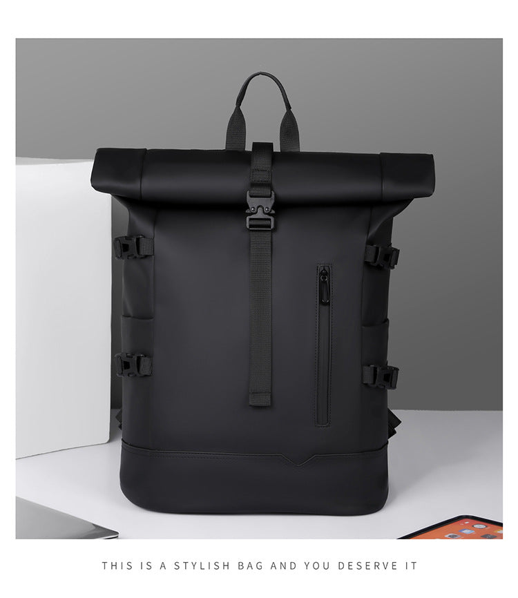 2025 Summer Cross-Border Backpack Men's Roll-Top Business Computer Bag Work Commuting Leisure Travel Backpack Fashion Trend