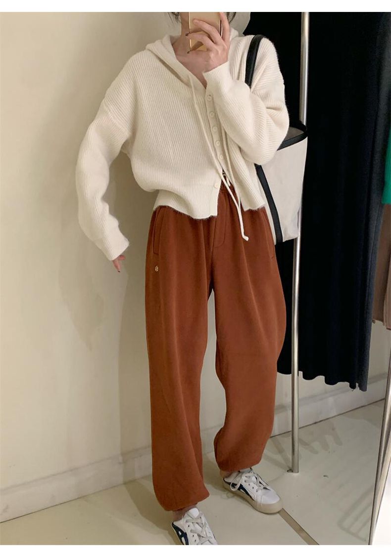 Gentle Style Hooded Knitted Cardigan Women's Elegant Top Loose Sweater Shawl Outer Single-Breasted Casual Sweatshirt