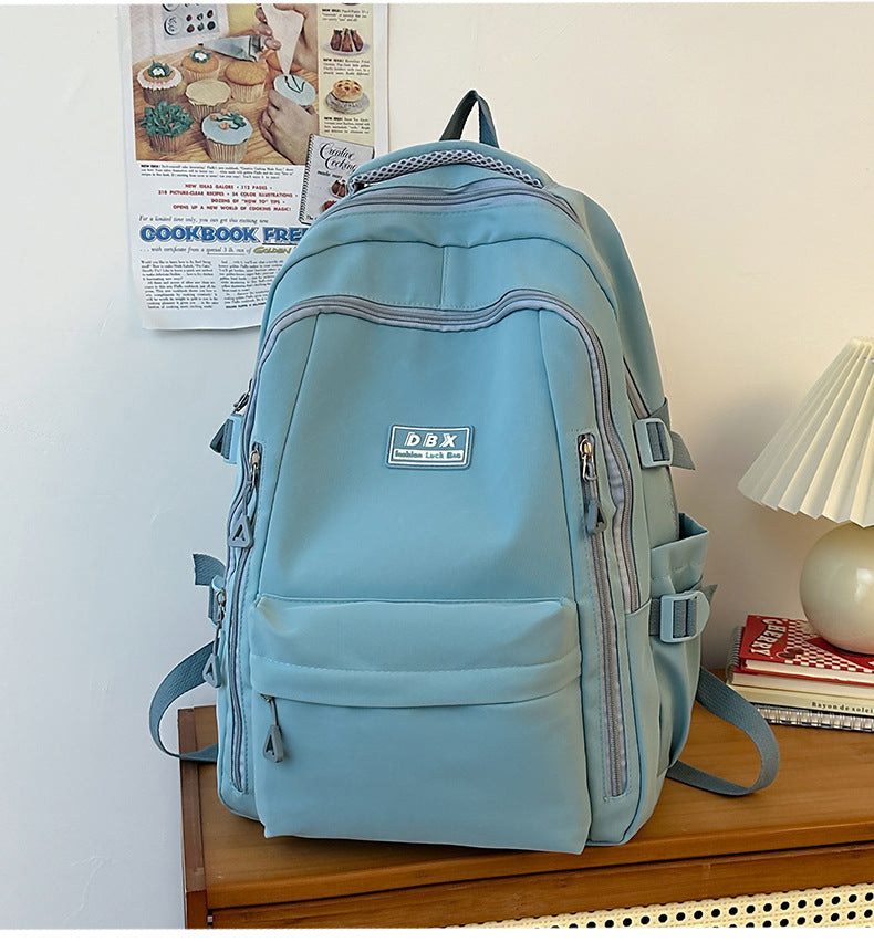 2026 New Style Backpack for Middle and High School Students, Versatile Solid Color School Bag, Large Capacity, Stain-Resistant, Business Trip Travel Backpack, Wholesale