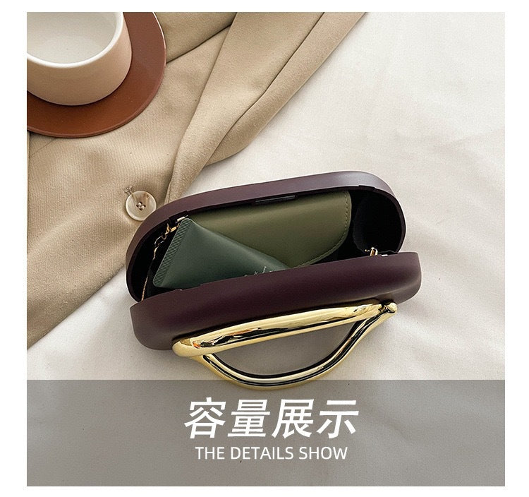 European and American Cross-Border Trendy Classic Round Box Clutch Bag Evening Bag Acrylic Bag Retro Metal Handle Single Shoulder Crossbody