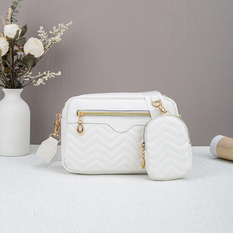 Dropshipping Women's Quilted Pattern Crossbody Bag Casual Normcore Shoulder Bag with Mini Money Hanging
