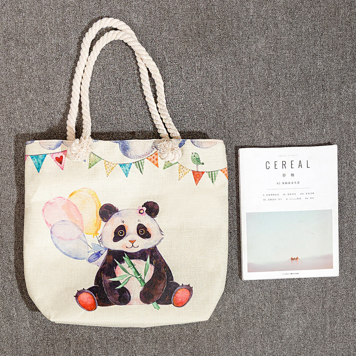 Spot wholesale cartoon cute animal shoulder bag simple large capacity handbag lazy style literary tote bag