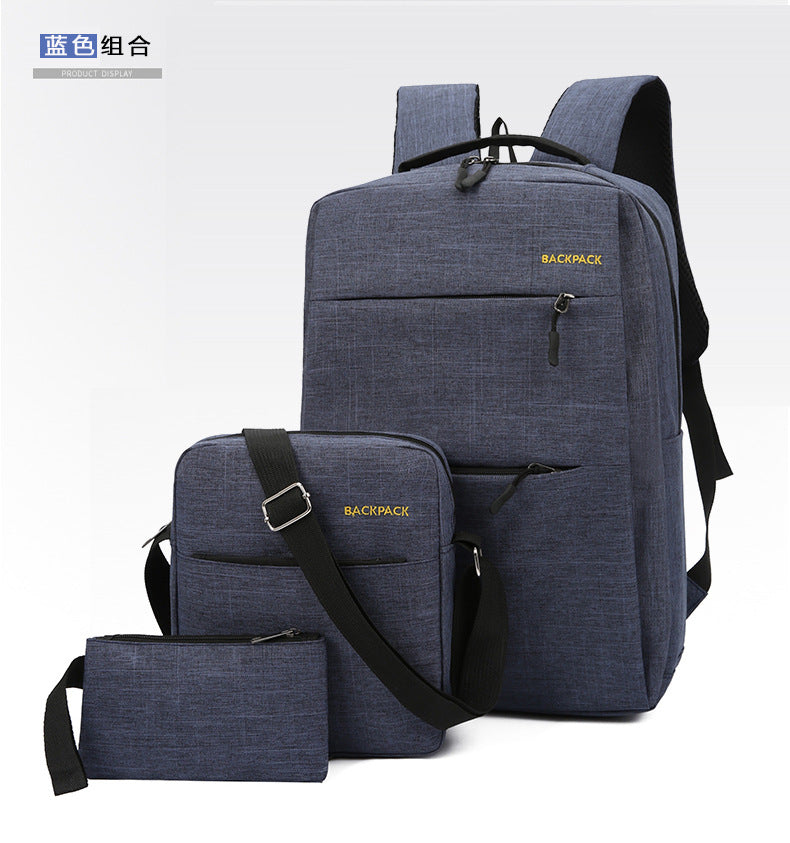 Cross-Border Wholesale Laptop Backpack, Backpack, Casual Three-Piece Gift, Casual School Bag, Men's and Women's Backpack