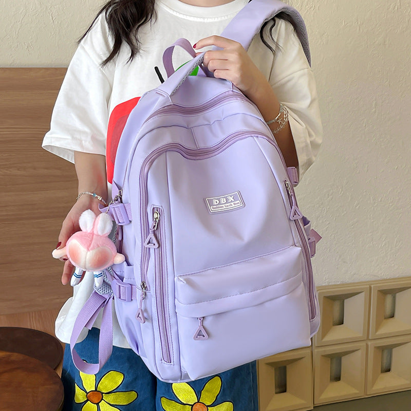 2026 New Style Backpack for Middle and High School Students, Versatile Solid Color School Bag, Large Capacity, Stain-Resistant, Business Trip Travel Backpack, Wholesale