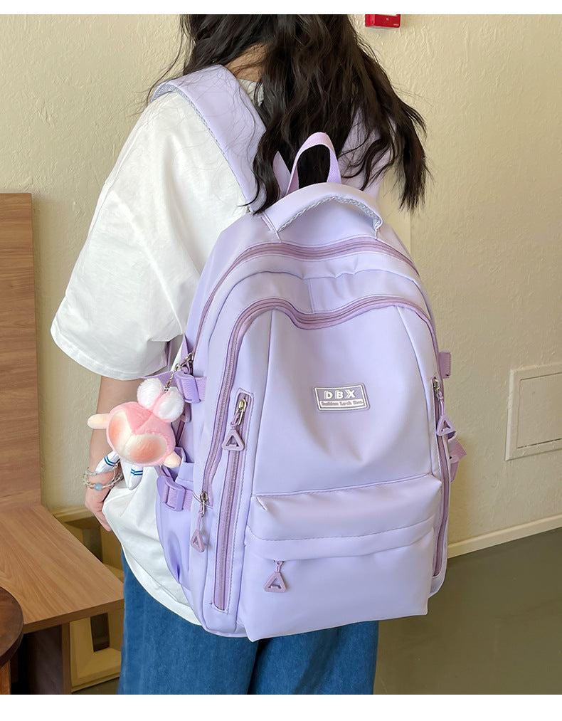 2026 New Style Backpack for Middle and High School Students, Versatile Solid Color School Bag, Large Capacity, Stain-Resistant, Business Trip Travel Backpack, Wholesale