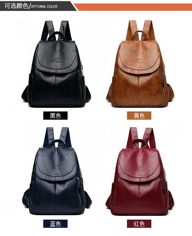 Cross-Border Women's Bag Backpack 2025 New Soft Leather Fashion Versatile Backpack Women's Large Capacity Travel Bag Ready for Sale