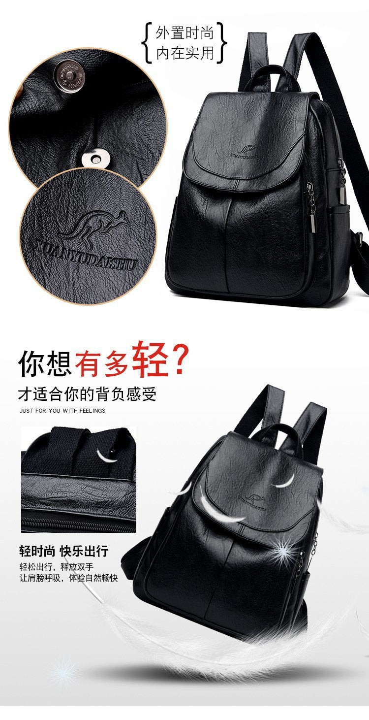 Cross-Border Women's Bag Backpack 2025 New Soft Leather Fashion Versatile Backpack Women's Large Capacity Travel Bag Ready for Sale
