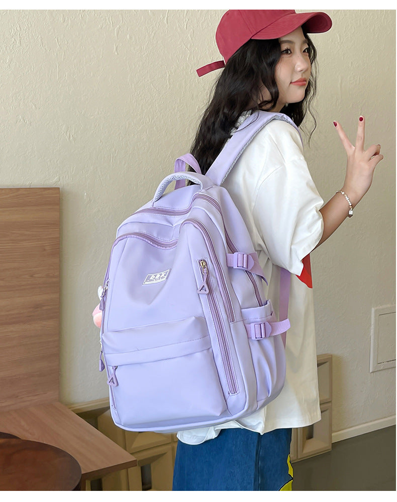 2026 New Style Backpack for Middle and High School Students, Versatile Solid Color School Bag, Large Capacity, Stain-Resistant, Business Trip Travel Backpack, Wholesale