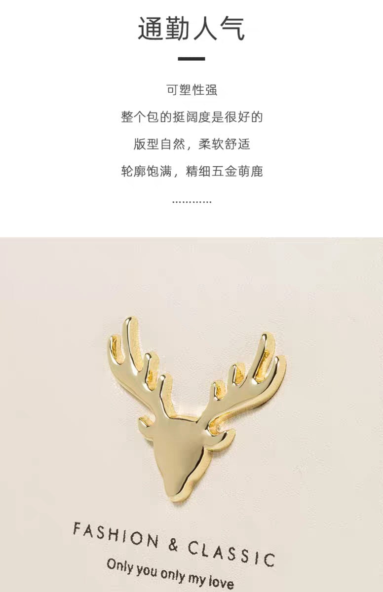 Genuine Leather Chain Small Square Bag 2026 New Model Niche Gift for Girlfriend Fashionable Versatile Deer Head Shoulder Crossbody Women's Bag
