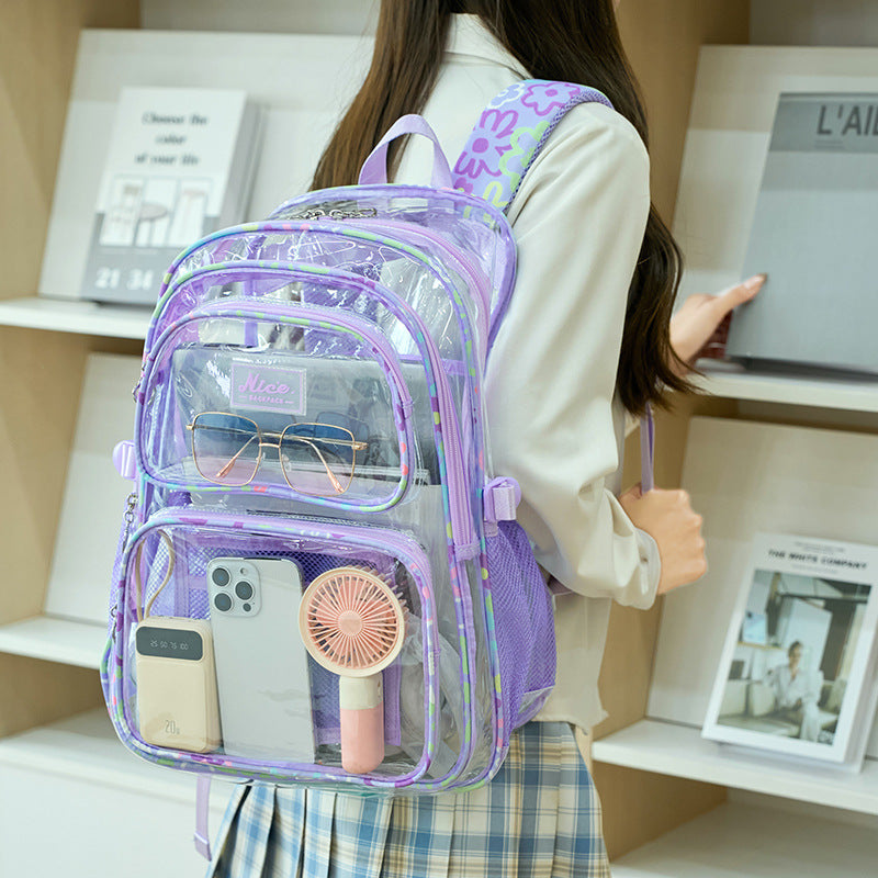 2026 Amazon New Pvc Transparent Backpack for Women, Campus College Student Bag, Large Capacity Casual Backpack