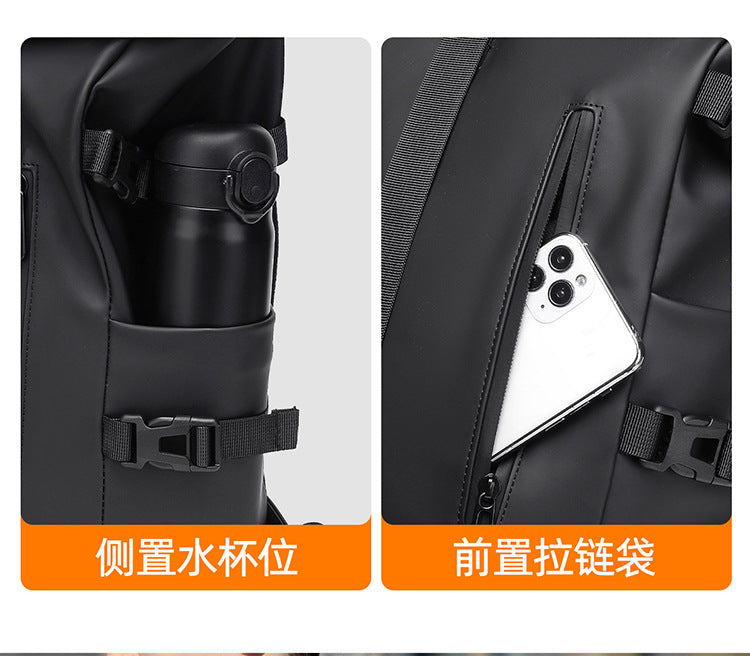 2025 Summer Cross-Border Backpack Men's Roll-Top Business Computer Bag Work Commuting Leisure Travel Backpack Fashion Trend