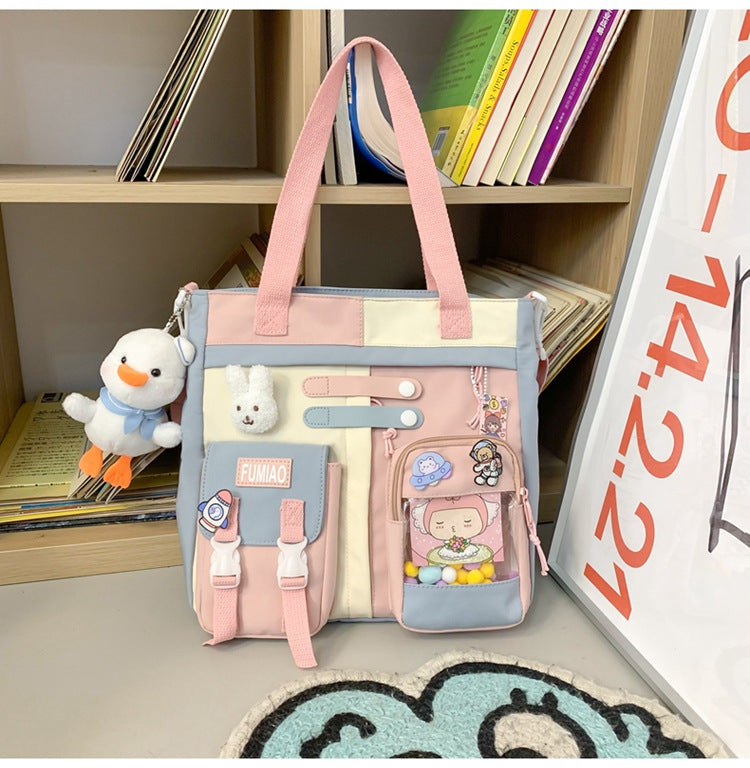 Wholesale New Casual Fashion Korean Style Fresh Color Contrast Backpack Middle School Student Schoolbag Japanese Niche Design Backpack
