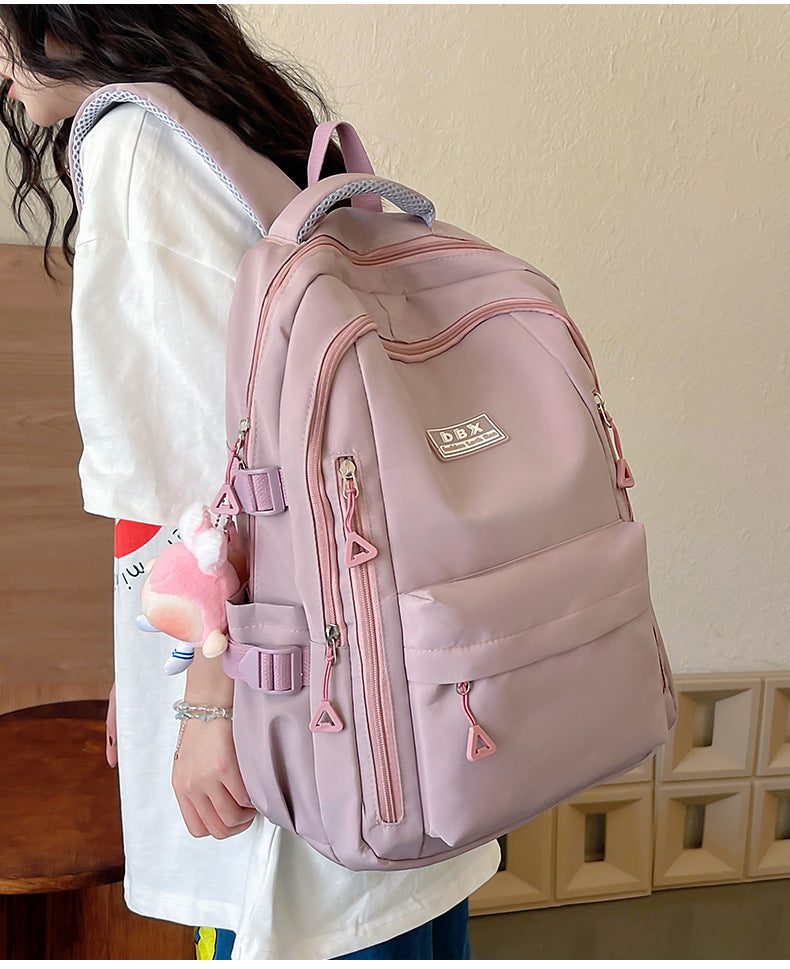 2026 New Style Backpack for Middle and High School Students, Versatile Solid Color School Bag, Large Capacity, Stain-Resistant, Business Trip Travel Backpack, Wholesale
