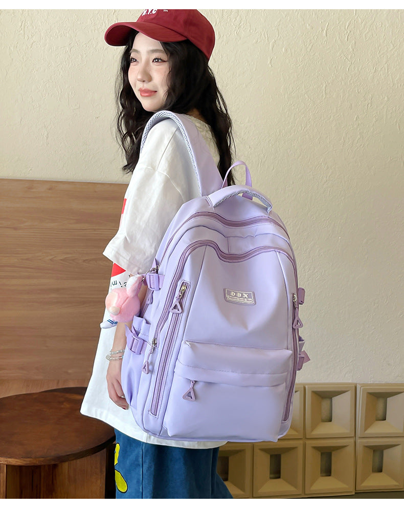 2026 New Style Backpack for Middle and High School Students, Versatile Solid Color School Bag, Large Capacity, Stain-Resistant, Business Trip Travel Backpack, Wholesale