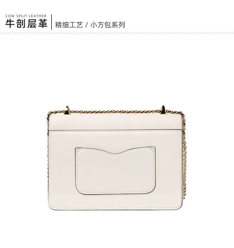 Genuine Leather Chain Small Square Bag 2026 New Model Niche Gift for Girlfriend Fashionable Versatile Deer Head Shoulder Crossbody Women's Bag