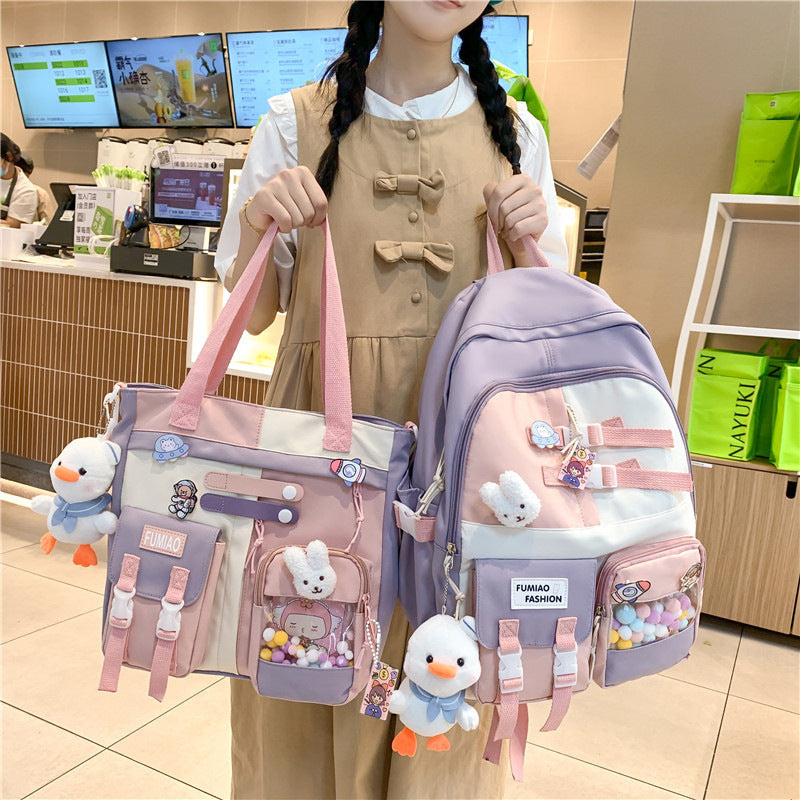 Wholesale New Casual Fashion Korean Style Fresh Color Contrast Backpack Middle School Student Schoolbag Japanese Niche Design Backpack