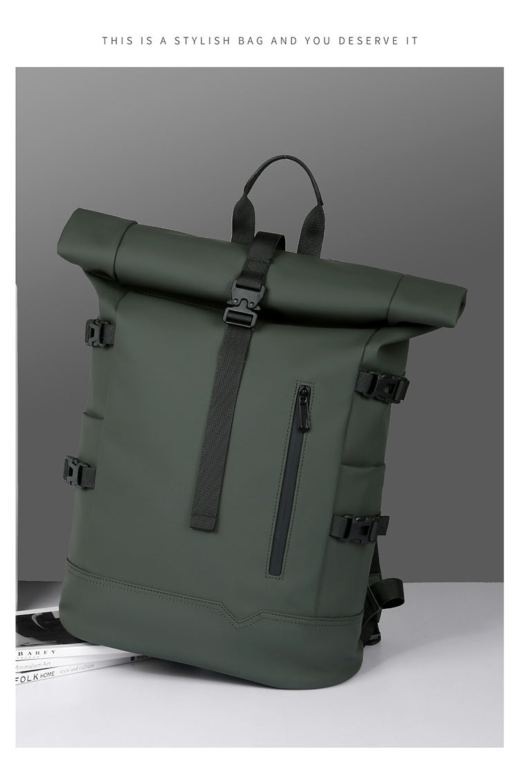 2025 Summer Cross-Border Backpack Men's Roll-Top Business Computer Bag Work Commuting Leisure Travel Backpack Fashion Trend