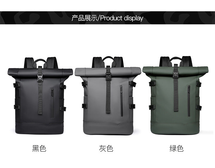 2025 Summer Cross-Border Backpack Men's Roll-Top Business Computer Bag Work Commuting Leisure Travel Backpack Fashion Trend