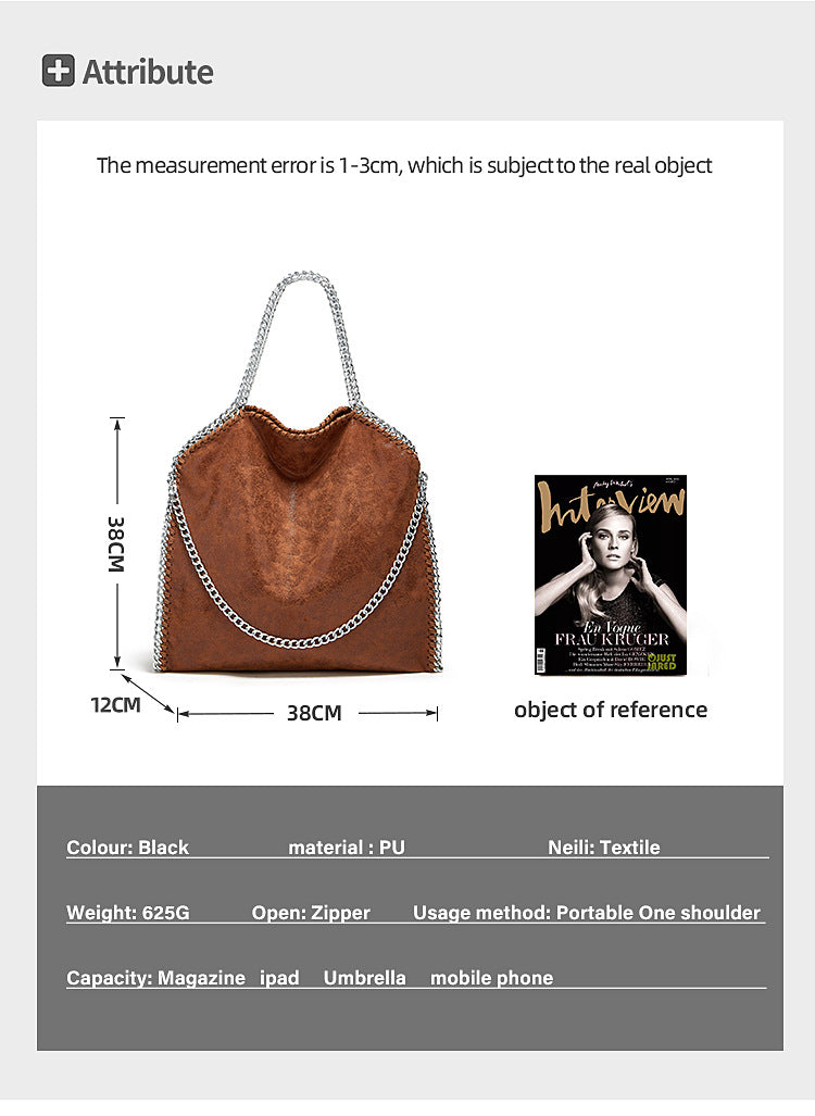 Aliexpress Foreign Trade 2025 New Chain Women's Bag Foldable Women's Shoulder Bag Factory Direct Sales Large Bag Wholesale