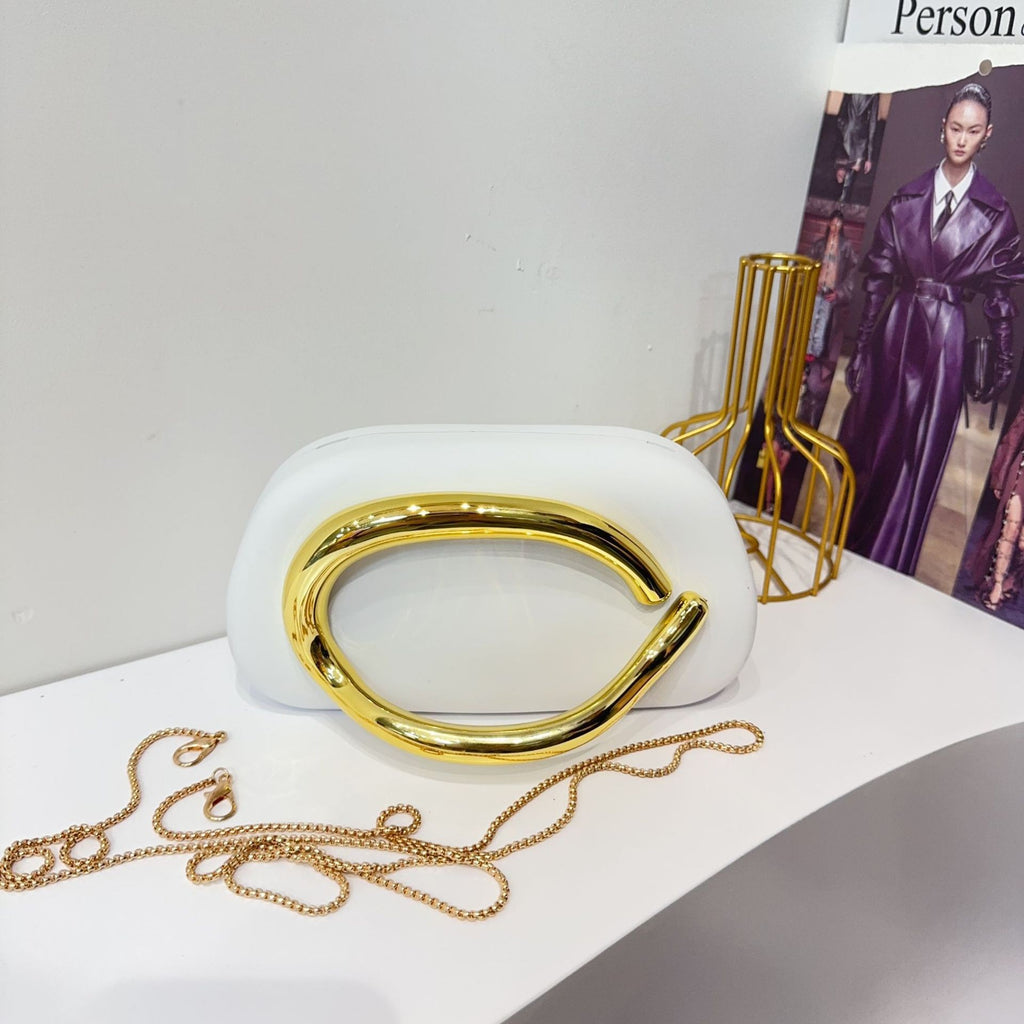 European and American Cross-Border Trendy Classic Round Box Clutch Bag Evening Bag Acrylic Bag Retro Metal Handle Single Shoulder Crossbody