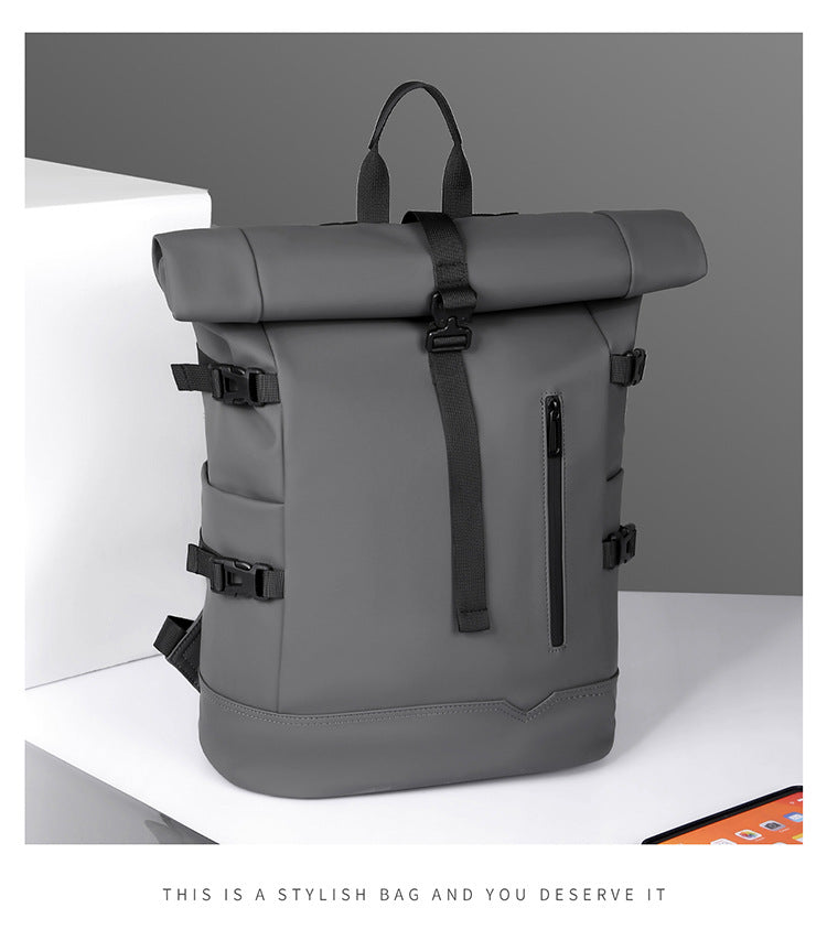 2025 Summer Cross-Border Backpack Men's Roll-Top Business Computer Bag Work Commuting Leisure Travel Backpack Fashion Trend